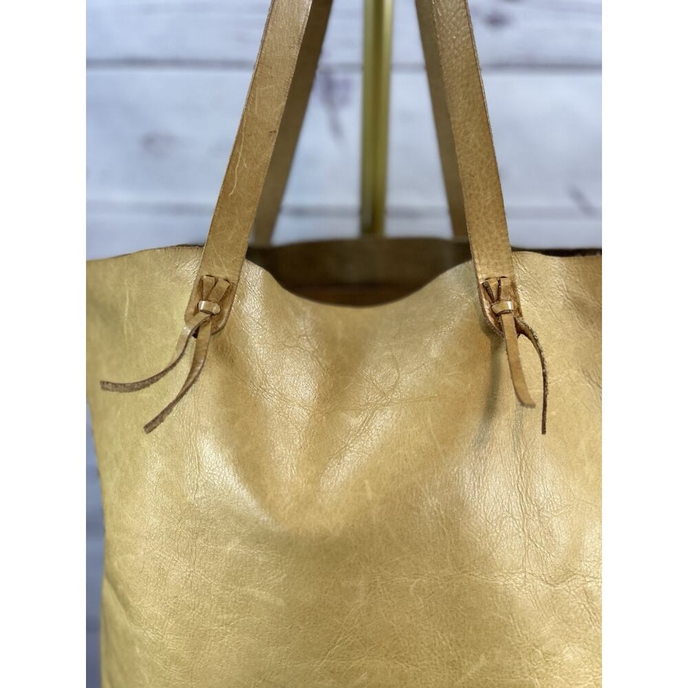 Madewell Tan Leather Large Tote Bag Minimalist Shopper Shoulder Purse - Picture 9 of 9